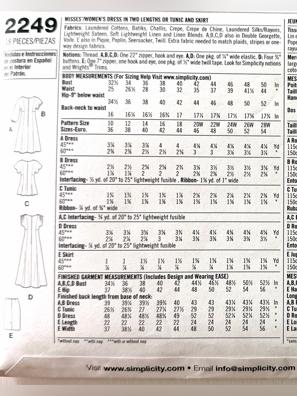 Uncut Simplicity pattern for dress in two lengths tunic & skirt 10,12,14,16&18 - Picture 3 of 16